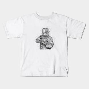 Welder drawing with scribble art Kids T-Shirt